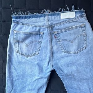 Re/Done Levi’s No Waist Midrise Relaxed Denim Jeans Light Wash Size 28